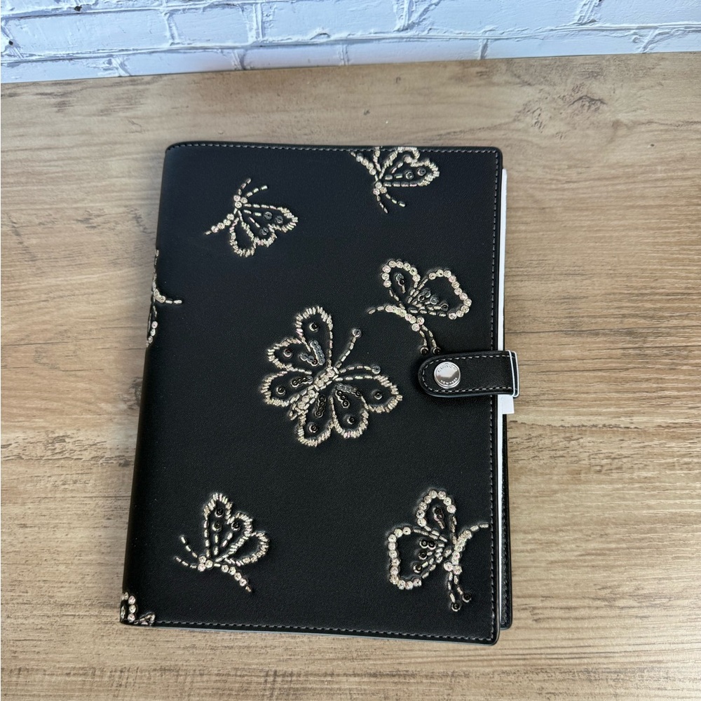 Coach Notebook With Butterfly Print  Black CCF42 NWT